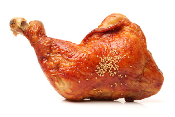 Sticker - grilled chicken leg  on white background 