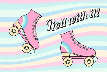 Wall Mural - vector background with roller skates for banners, cards, flyers, social media wallpapers, etc.