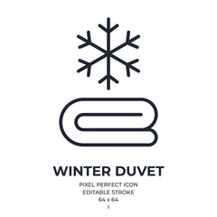Wall Mural - Winter duvet editable stroke outline icon isolated on white background flat vector illustration. Pixel perfect. 64 x 64.