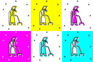 Poster - Set Grandmother icon isolated on color background. Vector