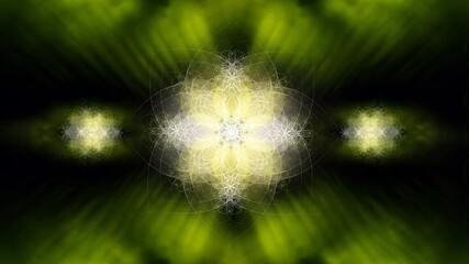 Poster - Ornamental shiny mandala on textured collage from banana leaves.