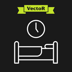 White line Time to sleep icon isolated on black background. Vector