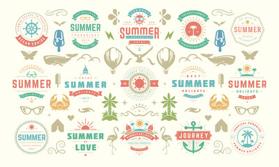 Wall Mural - Summer labels and badges design set retro typography for posters and t-shirts