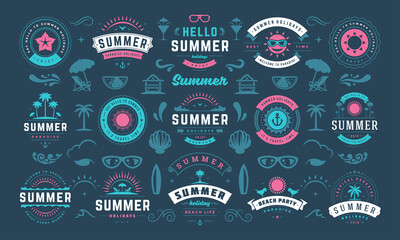 Wall Mural - Summer holiday labels and badges design set retro typography for posters and t-shirts.