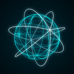 Poster - sphere consisting of points and lines. modern wireframe elements. technology grid sphere. 3d renderi
