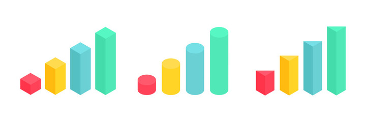 Wall Mural - isometric graphics set. business colorful analysis symbol for reports and presentations. big data co
