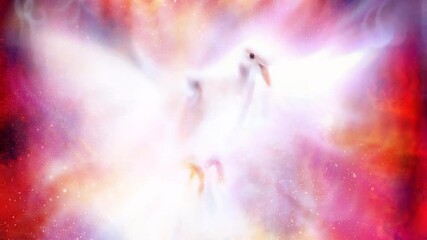 Poster - Dove in cosmic space. Painting and graphic design.