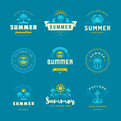 Wall Mural - Summer holiday labels and badges retro design set