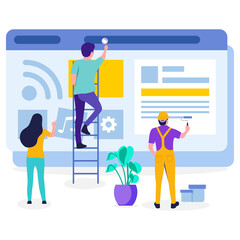 web designer team working on project