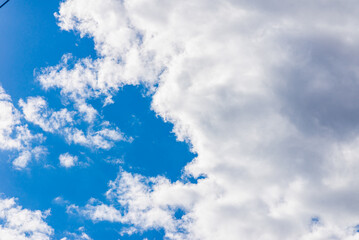 Beautiful blue sky,white cloud background. Shape independent, Elements of nature.Wonderful sky. Beautiful fluffy clouds