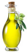 Carafe with olive oil decorated with fresh olive fruits. File contains clipping path.