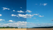 Effect of a polarizing filter shown on the photo of the sky. The picture of the clouds is higher contrast through the filter.