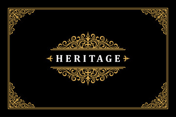 Luxury ornament vintage logo template design vector illustration