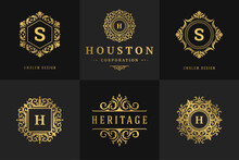 Luxury Logos And Monograms Crest Design Templates Set Vector Illustration