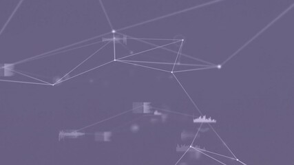 Poster - Animation of network of connections with statistics over grey background