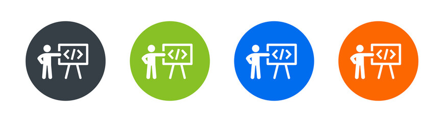 Coding development presentation icon. Vector illustration. Technology concept