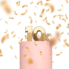 Sticker - 10k social media followers or subscribers celebration background. 3D Rendering