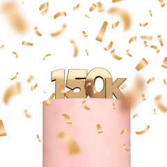 Canvas Print - 150k social media followers or subscribers celebration background. 3D Rendering
