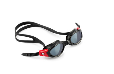 swimming mask-glasses for athletes, black with red, isolate on a white background