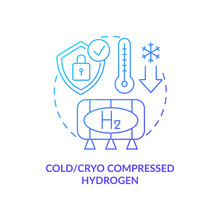 Cold And Cryo Compressed Hydrogen Concept Icon. Hydrogen Storage Type Abstract Idea Thin Line Illustration. Cryo-compressed Tank. Extremely Cold Temperature. Vector Isolated Outline Color Drawing