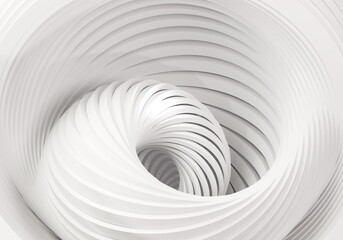 Poster - Curl background. Abstraction with wriggling lines. Abstract geometry. Curl background in white. White background with curl tunnel. Pattern is geometric. Texture architectural. 3D image