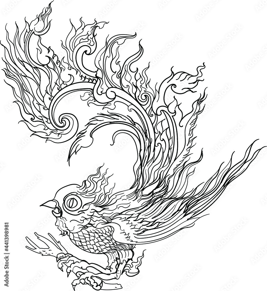 Thai wave design Japanese tyle.Japanese wave dawn from Line Thai style.Thai  water wave isolate on white background.water splash design for tattoo.  Stock Vector | Adobe Stock, image size:918x1000