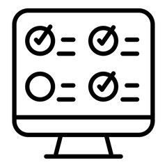 Poster - Regulated products computer icon. Outline Regulated products computer vector icon for web design isolated on white background