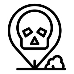 Poster - Expedition death location icon. Outline Expedition death location vector icon for web design isolated on white background