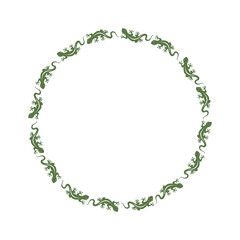 Wall Mural - Decorative framing from lizards going in a circle. Lizards path on circle. Frame on topic wildlife. Vector illustration