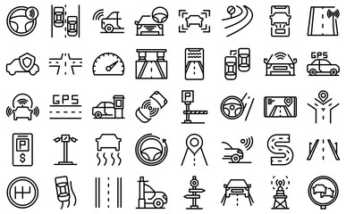 Poster - road sensors icons set. outline set of road sensors vector icons for web design isolated on white ba