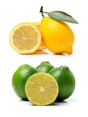 Wall Mural - Ripe lemons on white background