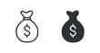 Money bag icon vector for computer, web and mobile app 
