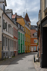 Poster - colorful small houses in the historic old city center of Aalborg