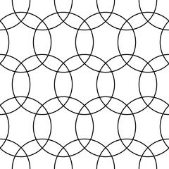 Aufkleber - Connected black hoop and white background. Vector and simple repeated rings pattern.