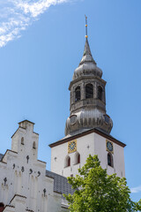 Sticker - view of the Budolfi Cathedral church in the center of historic downtown Aalborg