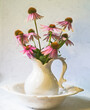 Coneflowers in an antique pitcher