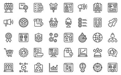 Poster - featured product icons set. outline set of featured product vector icons for web design isolated on 