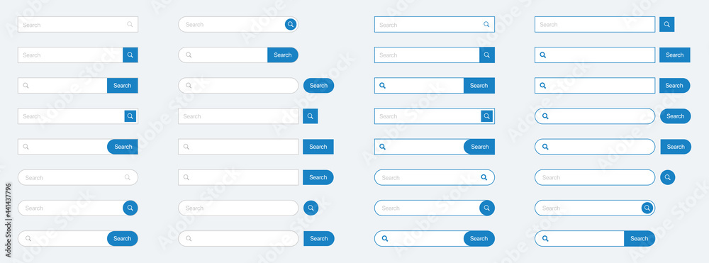 Search bar set in flat design, minimalistic style vector image. Stock ...