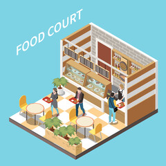 Sticker - Food Court Isometric View