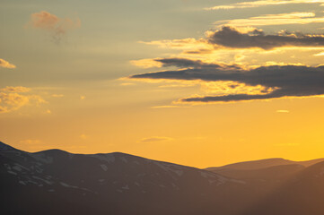Wall Mural - beautiful orange sky during dusk in the carpathian mountains