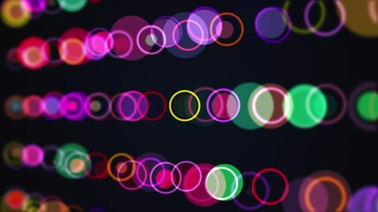 Poster - Computer generated the rows of multi colored circles and rings. 3d rendering abstract background from different round particles
