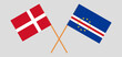 Crossed flags of Denmark and Cape Verde. Official colors. Correct proportion