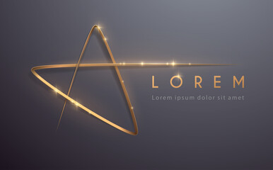 Wall Mural - gold star line template with glow effect
