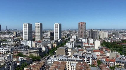 Poster - Paysage urbain et avenue d'Italie à Paris, vue aérienne