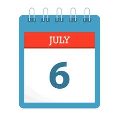 Wall Mural - July 6 - Calendar Icon - Calendar template