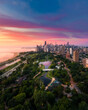 Chicago Lincoln Park with colorful sky