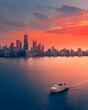 Chicago skyline with cruise ship