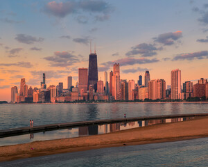 Wall Mural - Chicago North ave beach aerial view