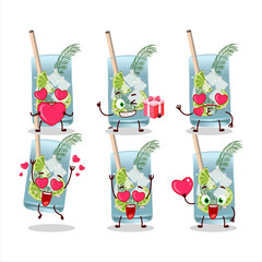 Sticker - Gin tonic cartoon character with love cute emoticon