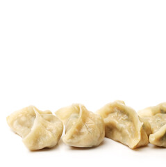 Wall Mural - Chinese dumplings on white background 
